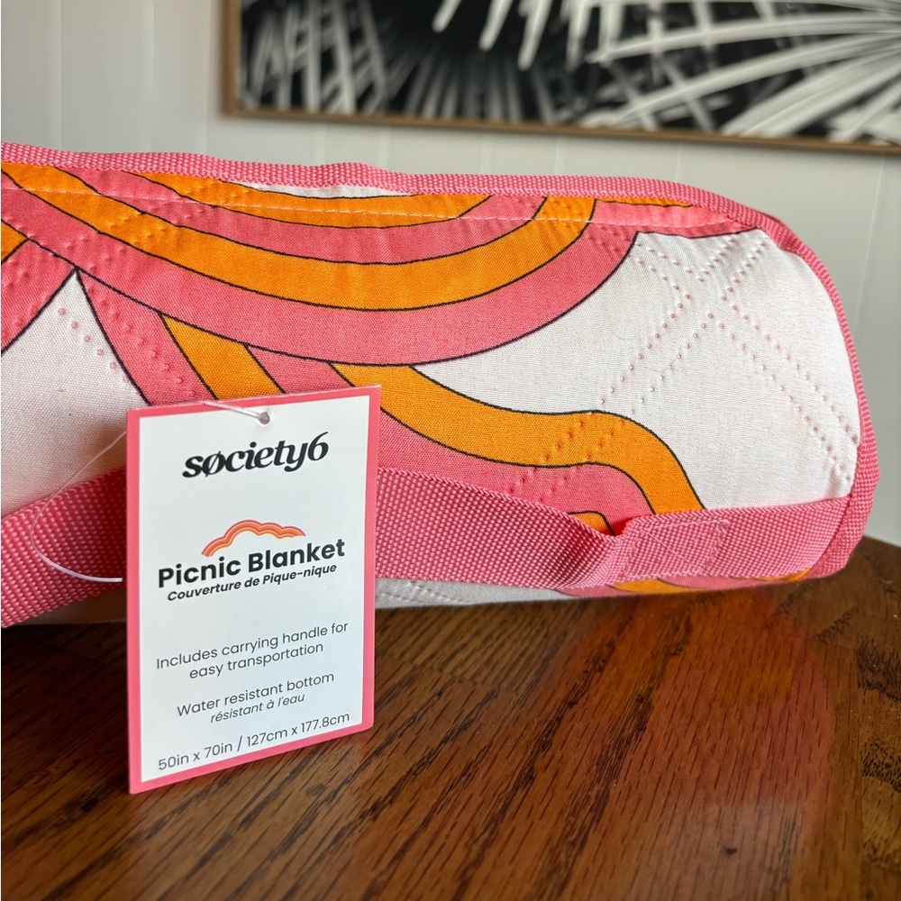 Picnic blanket NWT Society6 large outdoor blanket retro orange pink